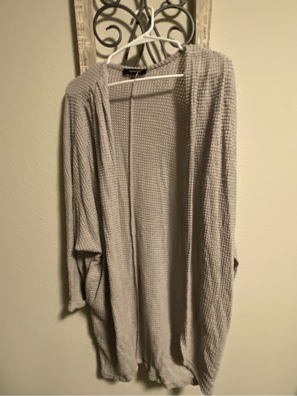 NWOT Light Gray Open-Front Waffle Knit Women’s Cardigan